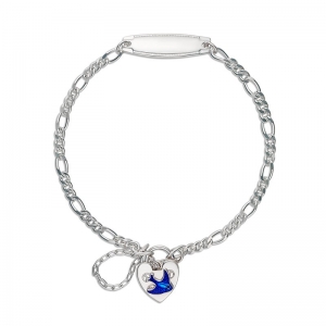 Brooklyn Bluebird Figaro Bracelet 1+3 with ID Silver