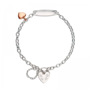 Brooklyn Belcher Chain Bracelet with ID and Rose Gold Heart Charm
