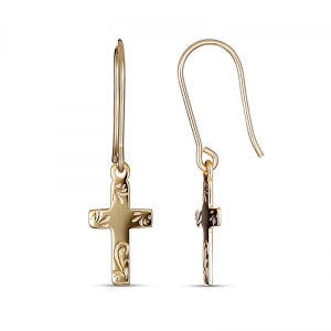 Pierre Engraved Cross Hook Earring