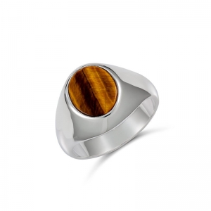 Archer Oval Tigers Eye Ring Silver