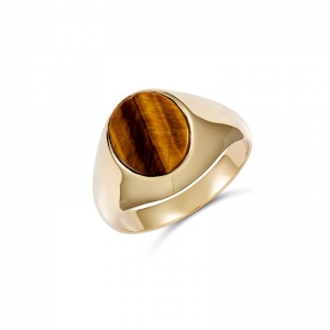 Archer Oval Tigers Eye Ring 9kt Yellow Gold