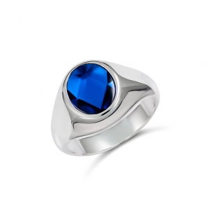 Archer Oval Synthetic Blue Stone Ring