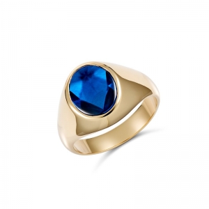Archer Synthetic Blue Stone Ring 9kt Yellow Gold