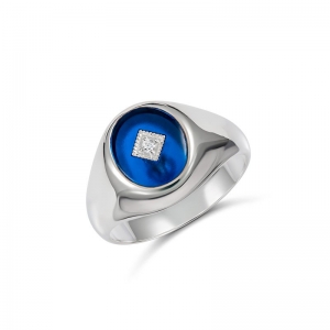 Archer Oval Synthetic Blue Stone Cubic Zirconia Ring