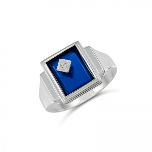 Atlas Rectangle Synthetic Blue Stone Cubic Zirconia Ring