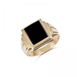 Antonio Rectangle Black Onyx Ring 9kt Yellow Gold