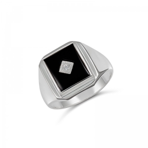 Arlo Rectangle Black Onyx Cubic Zirconia Ring (728-1CZA - )