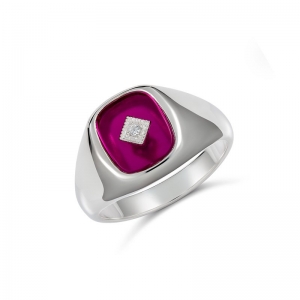 Aldo Cushion Created Ruby Cubic Zirconia Ring Silver