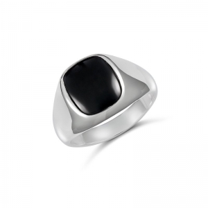 Aldo Cushion Black Onyx Ring Silver