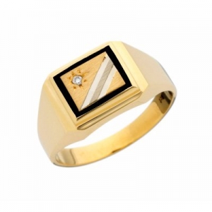 Adrian Rectangle Diamond Black Onyx Ring