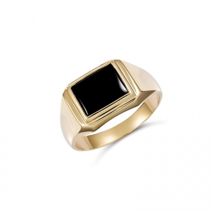 Adrian Rectangle Black Onyx Ring 9kt Yellow Gold