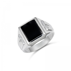 Aries Rectangle Black Onyx Ring (810A - )