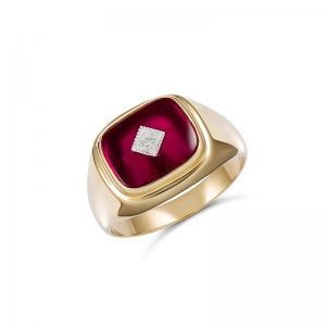 Aryan Cushion Created Ruby Diamond Ring (811-7DC - )