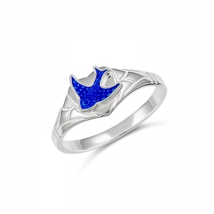 Emily Bluebird Heart Signet Ring (8180BDEA - ring size E)