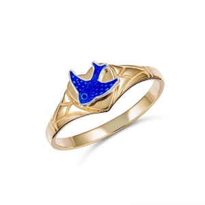 Emily Bluebird Heart Signet Ring (8180BDEC - ring size E)