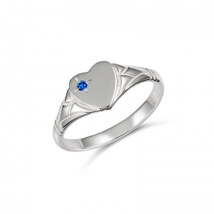 Emily Heart Blue Stone Signet Ring (8180BLEA - ring size E)