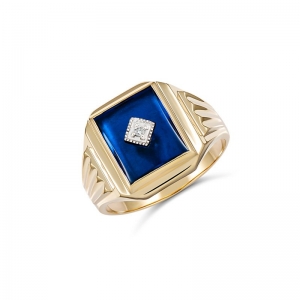 Akron Rectangle Synthetic Blue Stone Diamond Ring