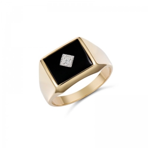 Benson Rectangle Black Onyx Diamond Ring