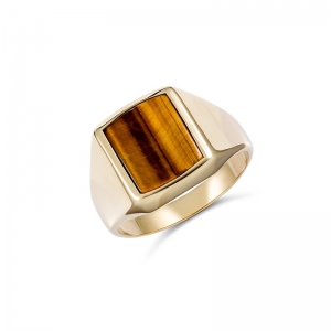 Barcelona Oblong Tigers Eye Ring 9kt Yellow Gold