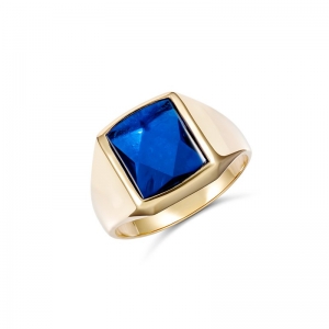 Barcelona Oblong Synthetic Blue Stone Ring (901-3C - )