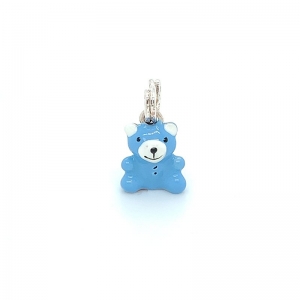 Blue Teddy Bear Charm Silver