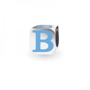 Sterling Silver Letter Block in Blue - B