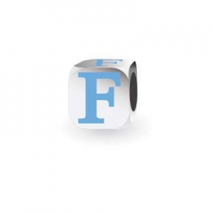 Sterling Silver Letter Block in Blue - F