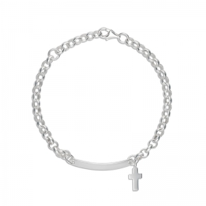 Billy Belcher Bracelet with ID and Cross Charm Silver 17cm