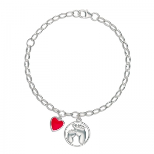 Bowie Belcher Bracelet with Footprint and Heart Charm Silver