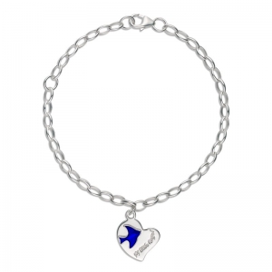 Bowie Belcher Bracelet with MLA Bluebird Heart Charm Silver