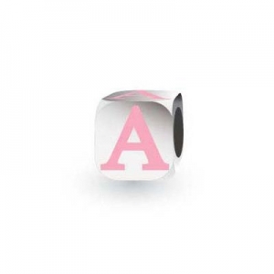Sterling Silver Letter Block in Pink - A (Serif)