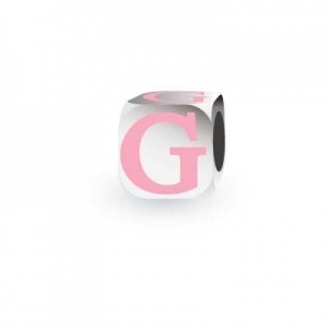 Sterling Silver Letter Block in Pink - G (Serif)