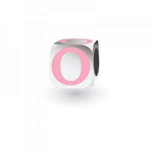 Sterling Silver Letter Block in Pink - O (Serif)