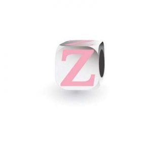 Sterling Silver Letter Block in Pink - Z (Serif)