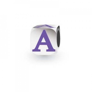 Sterling Silver Letter Block in Purple - A (Serif)