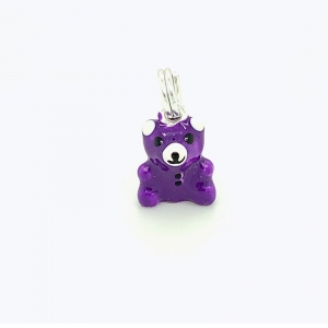Purple Teddy Bear Charm Silver