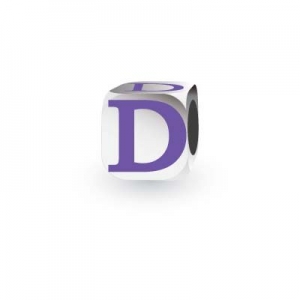 Sterling Silver Letter Block in Purple - D (Serif)