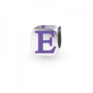 Sterling Silver Letter Block in Purple - E (Serif)