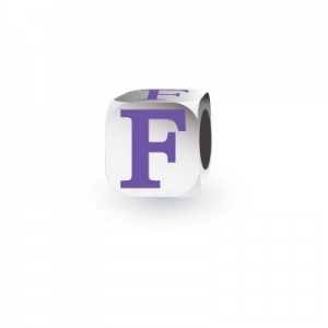 Sterling Silver Letter Block in Purple - F (Serif)