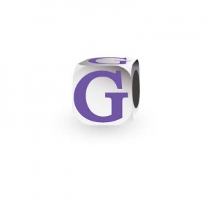Sterling Silver Letter Block in Purple - G (Serif)