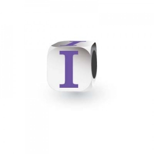 Sterling Silver Letter Block in Purple - I (Serif)