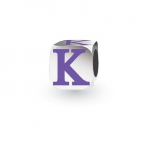 Sterling Silver Letter Block in Purple - K (Serif)