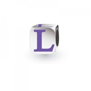 Sterling Silver Letter Block in Purple - L (Serif)