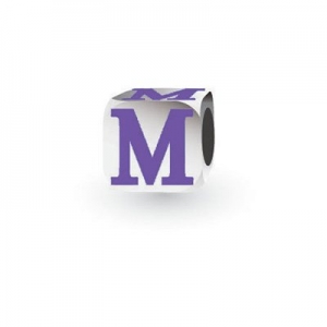 Sterling Silver Letter Block in Purple - M (Serif)