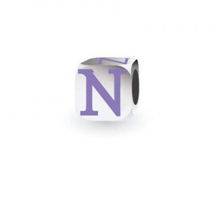 Sterling Silver Letter Block in Purple - N (Serif)