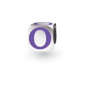 Sterling Silver Letter Block in Purple - O (Serif)