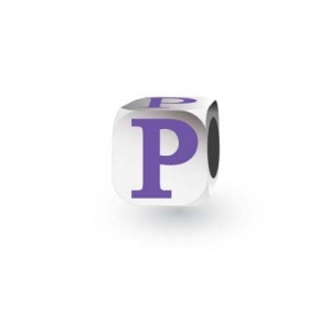 Sterling Silver Letter Block in Purple - P (Serif)