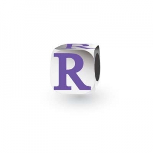 Sterling Silver Letter Block in Purple - R (Serif)