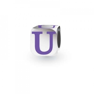 Sterling Silver Letter Block in Purple - U (Serif)