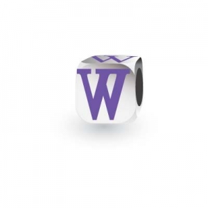Sterling Silver Letter Block in Purple - W (Serif)